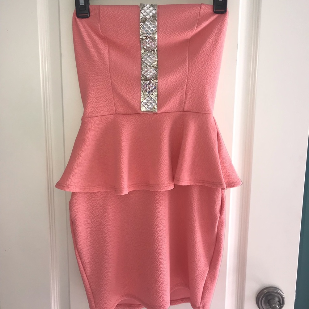 Peach Formal Peplum Dress
